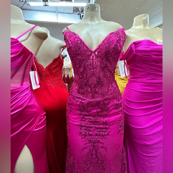 pink corset sparkle prom dress - Picture 2 of 2